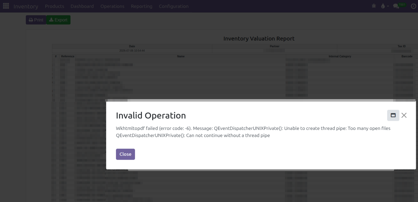 wkhtmltopdf report error