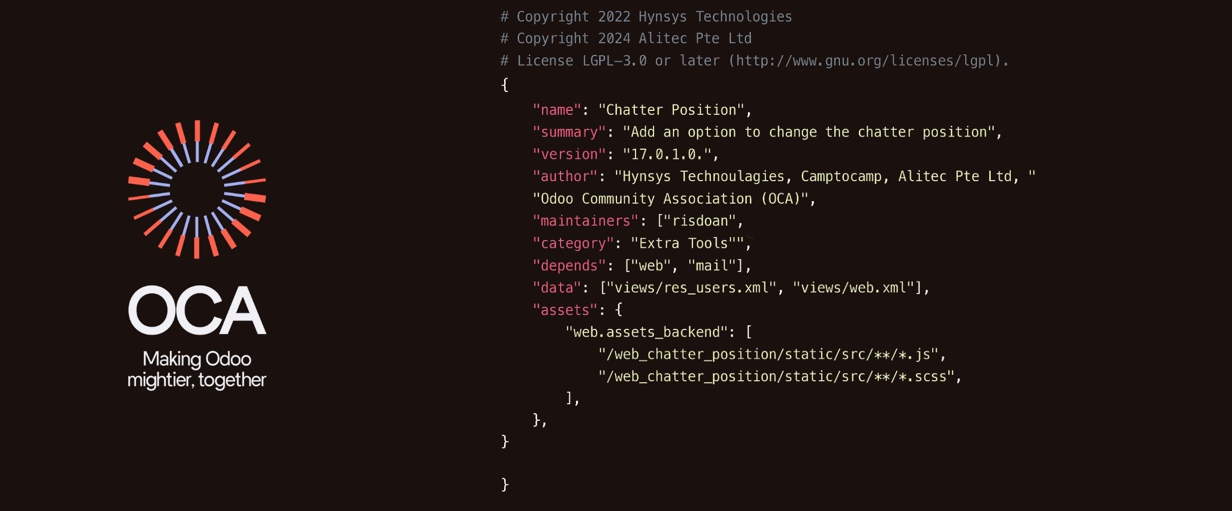OCA Module: How to change position of Chatter?