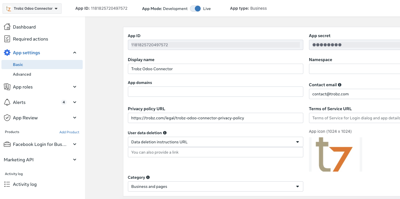 Configure app settings