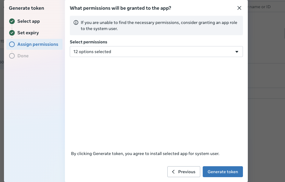 Generate the system user token