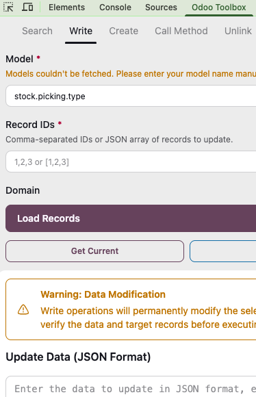 Odoo Toolbox — second view